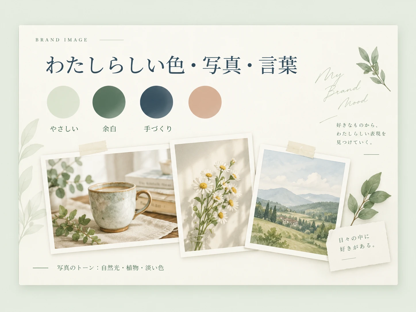 LESSON 03の成果物制作見本：わたしらしい色・写真・言葉